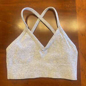 Alo Yoga Ribbed Crossback Bra Gray